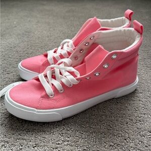 Pink Canvas High-Top Sneakers